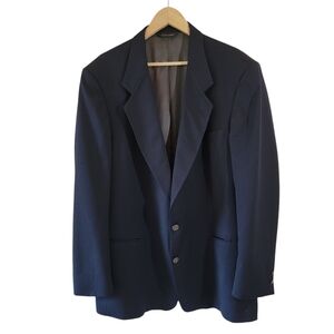 VTG Pierre Cardin Men's Navy 100% Wool Sport Coat Blazer Sz 44R Single Breasted